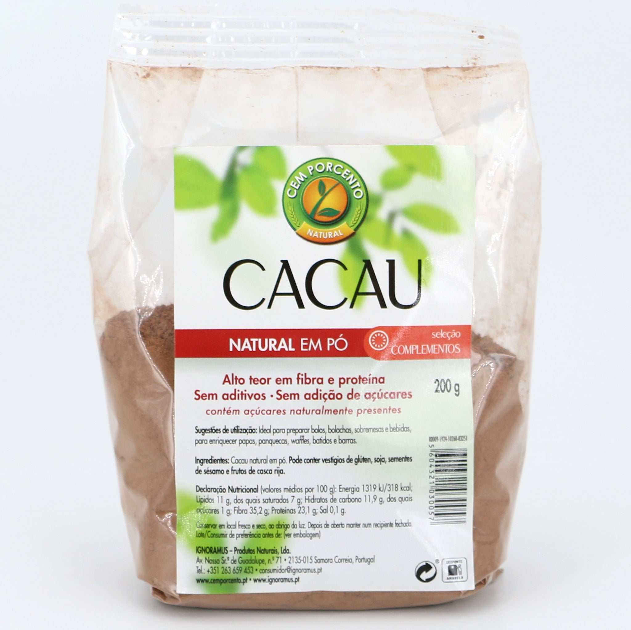 Kakao gemahlen / Cem Porcento / Cacau natural em pó, 200g