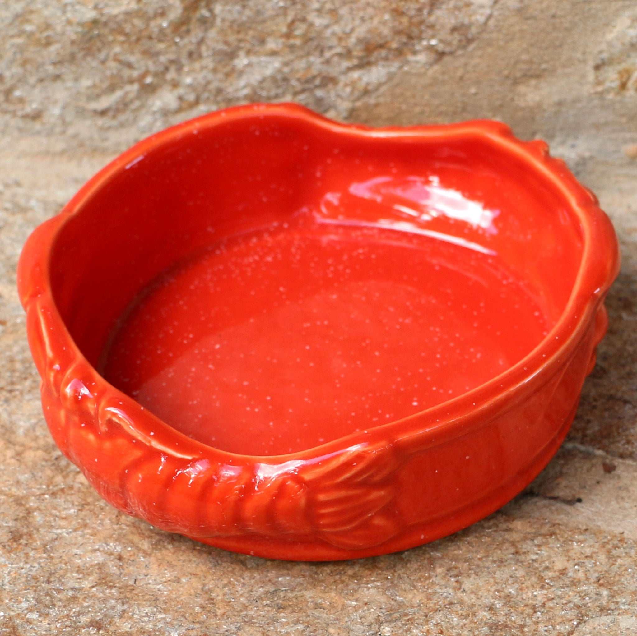 Keramikschale für runde Fischdosen, rot-orange / Taça em cerâmica lavagante laranja - Image 3