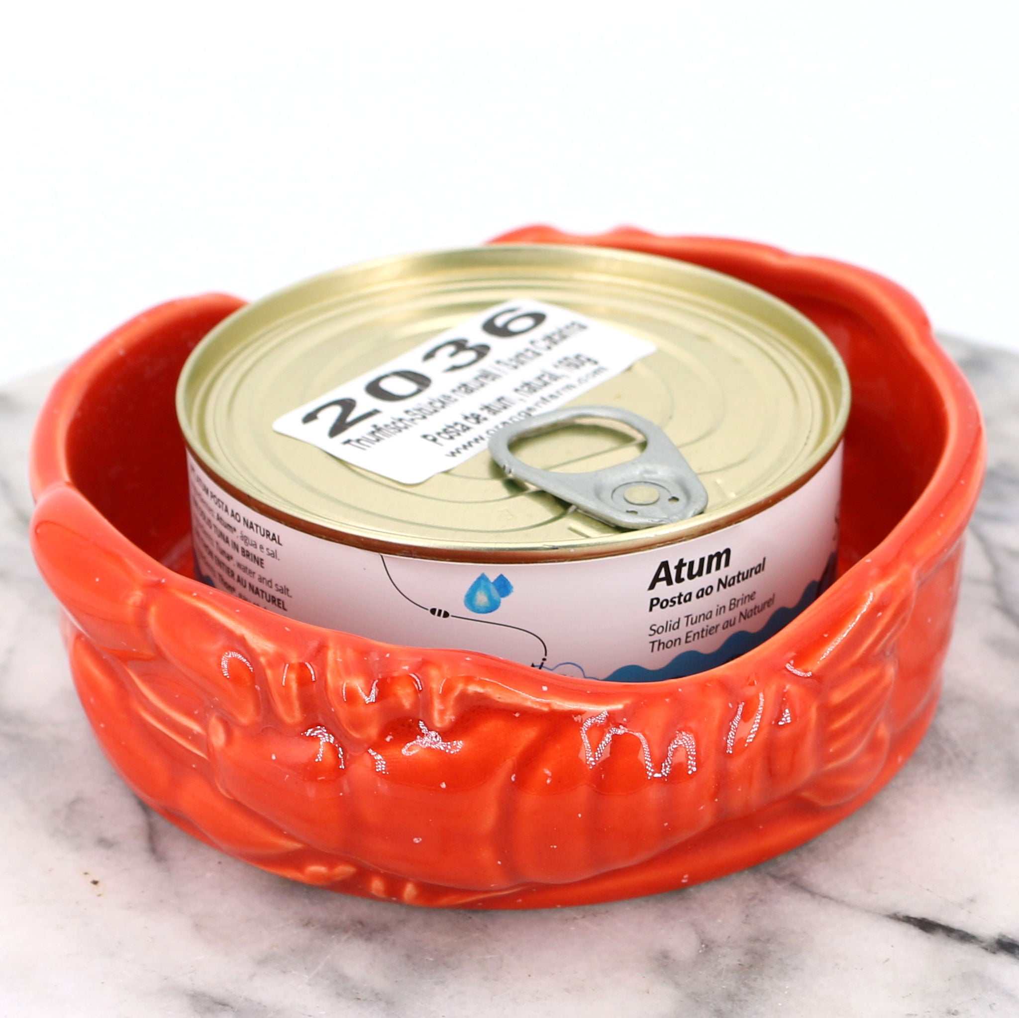 Keramikschale für runde Fischdosen, rot-orange / Taça em cerâmica lavagante laranja - Image 4