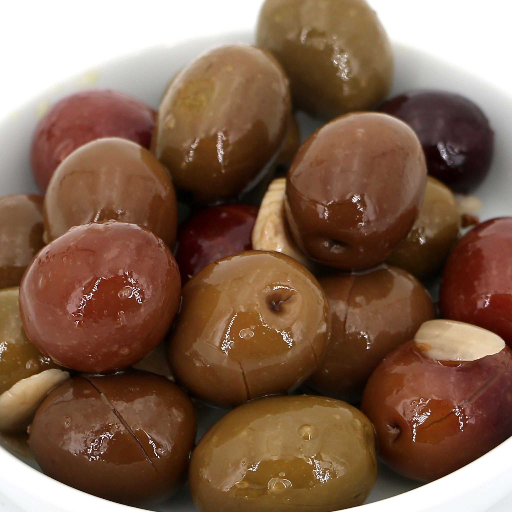 Olivenmix mit Stein, Knoblauch & Oregano / Azeitonas mistas retalhadas com azeite, alho e orégãos, 150g