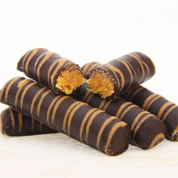 Orangen-Kokos-Stäbchen in Zartbitterschokolade / Laranja e coco com chocolate negro, 200g