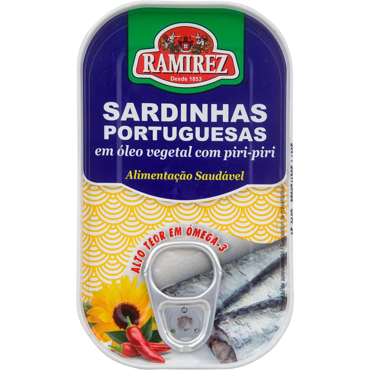 Sardinen in Sonnenblumenöl pikant / Ramirez / Sardinhas em óleo vegetal e piri piri, 125g