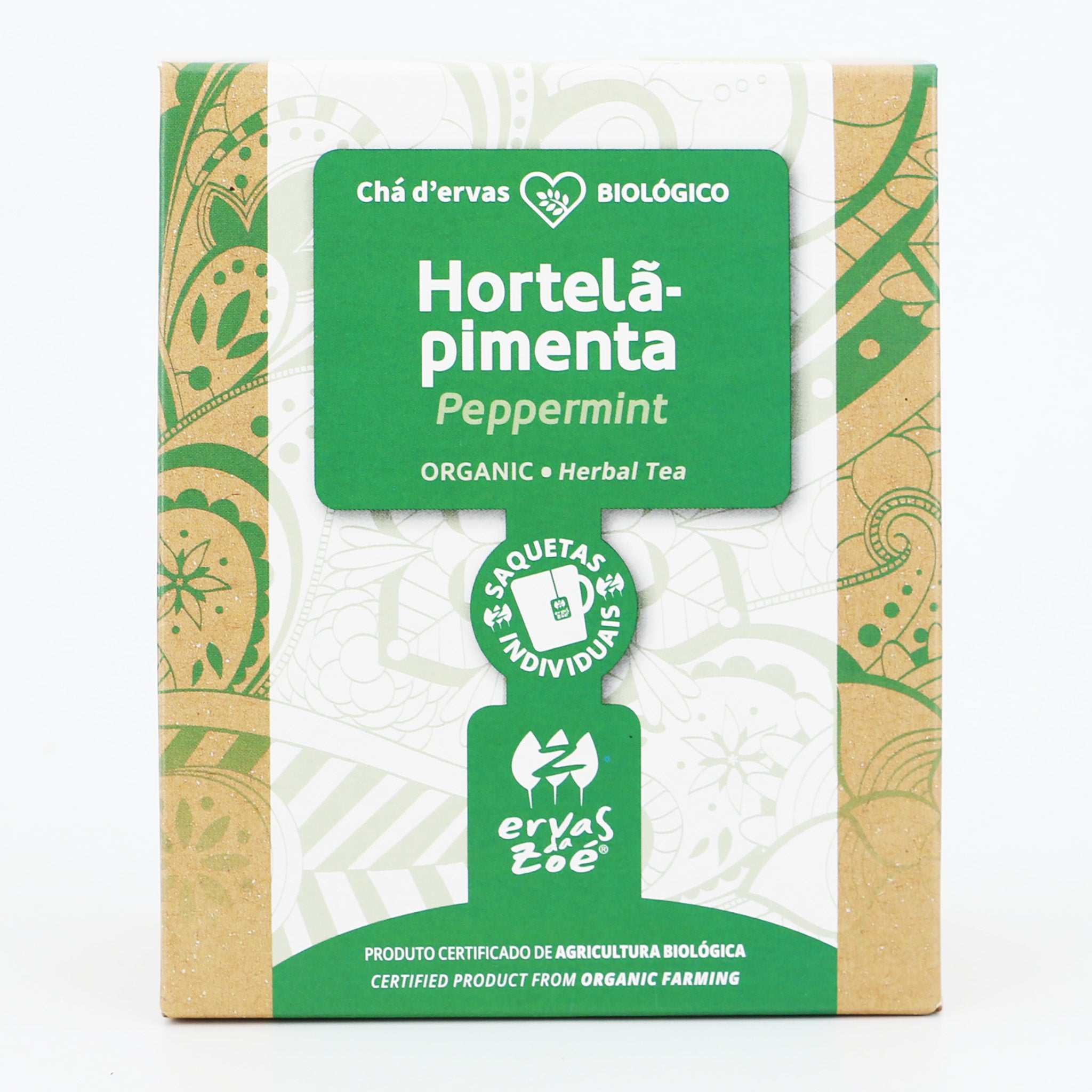 BIO Teebeutel Pfefferminze / Ervas da Zoé / Chá de erva hortelã-pimenta, saquetas, 12er Pack